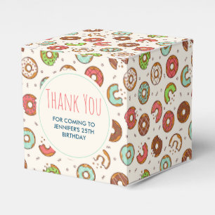 Retro Doughnut Pattern Cute Colourful Style Birthd Favour Box