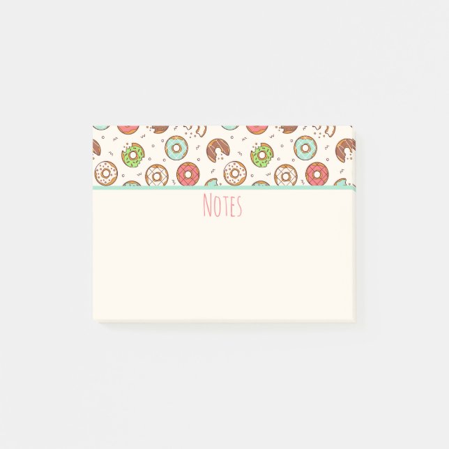 Retro Doughnut Pattern Cute Colourful Style Post-it Notes (Front)