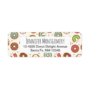 Retro Doughnut Pattern Cute Colourful Style Return Address Label