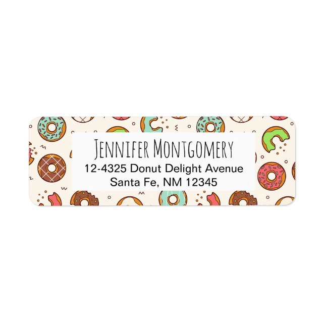 Retro Doughnut Pattern Cute Colourful Style Return Address Label (Front)