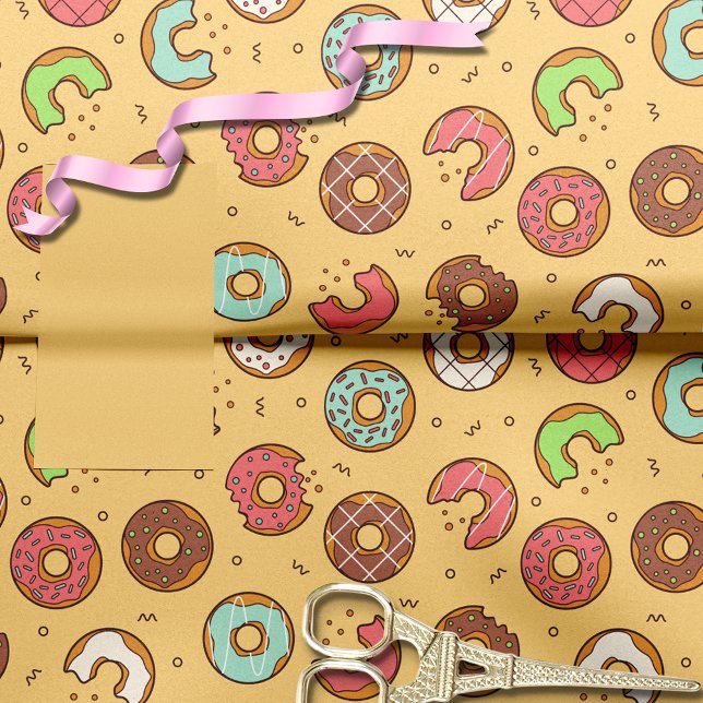 Retro Doughnut Pattern Orange Tissue Paper (Creator Uploaded)