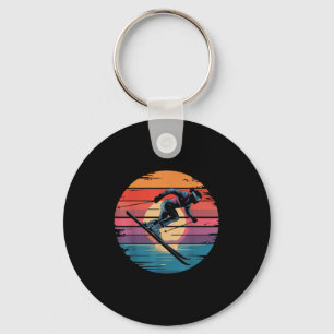 Retro Downhill Skiing Vintage Sunset Sports Gifts  Key Ring