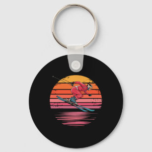Retro Downhill Skiing Vintage Sunset Sports Gifts  Key Ring
