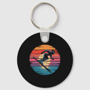 Retro Downhill Skiing Vintage Sunset Sports Gifts Key Ring