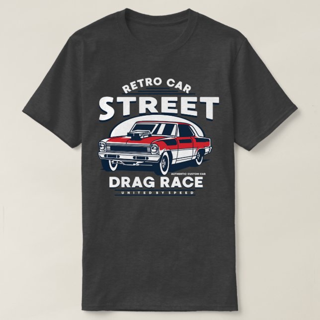 RETRO DRAG RACE CAR CARTOON T-Shirt (Design Front)
