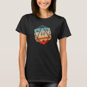 Retro Dragon Dungeon Dice D20 Dice  Rpg Gamer T-Shirt