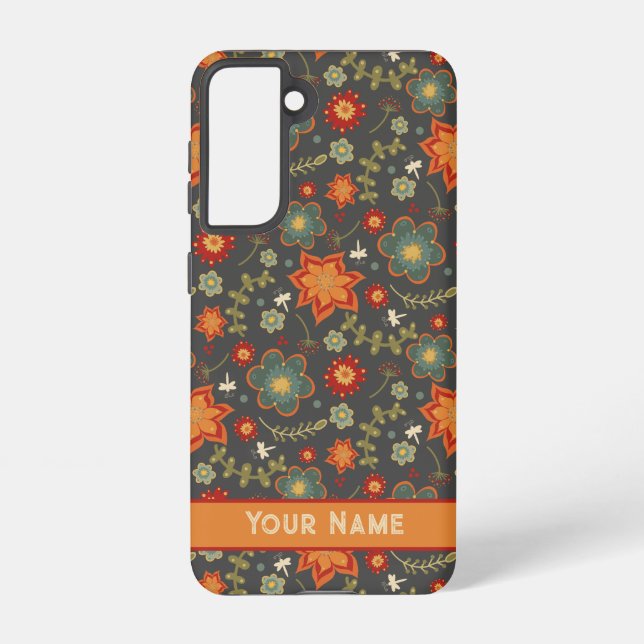 Retro Dragonfly Floral Colourful Inspirivity Samsung Galaxy S21 Case (Back)