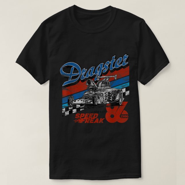 Retro Dragster Racing Stripe Hot Rod Car Race  T-Shirt (Design Front)