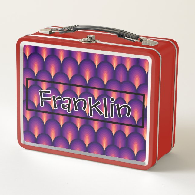 Retro Drawing I Custom Name Metal Lunch Box (Front)