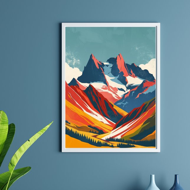 Retro Drawing of mountains  Poster (Creator Uploaded)