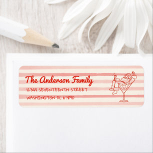 Retro Drawn Red Santa Claus Merry Christmas Fun Return Address Label
