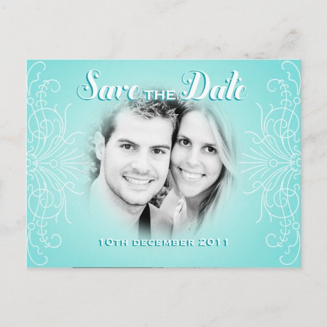 Retro Dream Save the Date Photo postcard (Front)