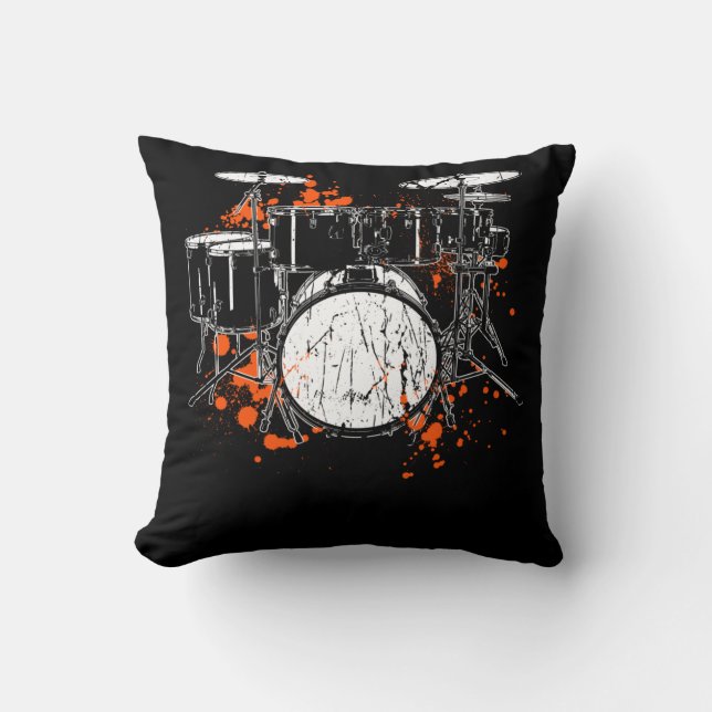 Retro Drum Set Music Drummer Cushion (Front)
