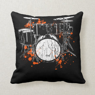 Retro Drum Set Music Drummer Cushion