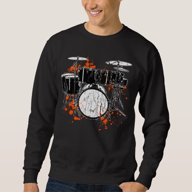 Retro Drum Set Music Drummer Sweatshirt (Front)