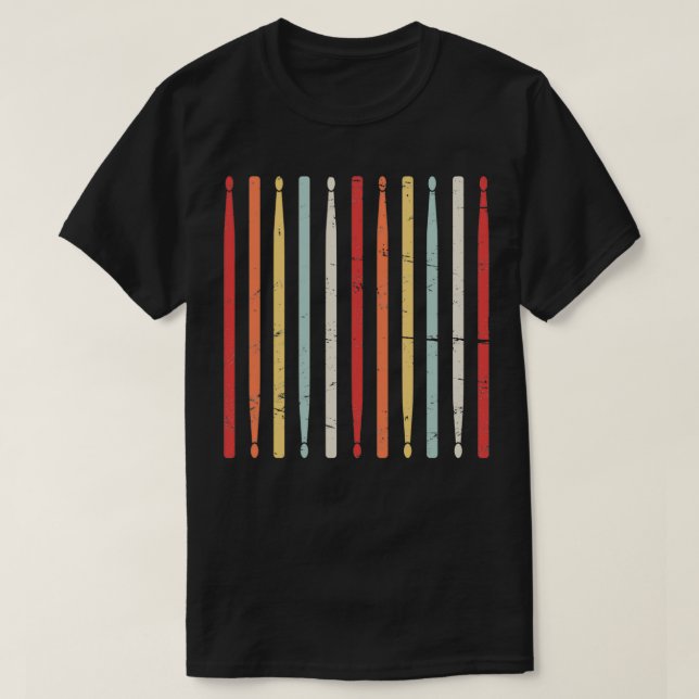 Retro Drum Sticks Marching Band Percussion T-Shirt (Design Front)