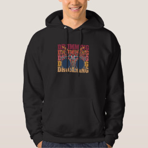 Retro Drummer Percussion - Drums Drumsticks Vintag Hoodie