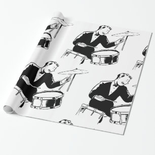 Retro Drummer Wrapping Paper