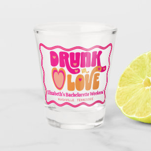 Retro Drunk in Love Bachelorette Weekend Shot Glass