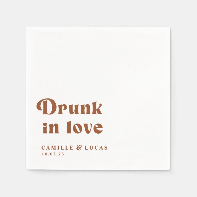 Retro Drunk In Love Personalised Napkins (Front)