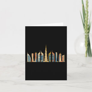 Retro dubai skyline burj khalifa uae travel card