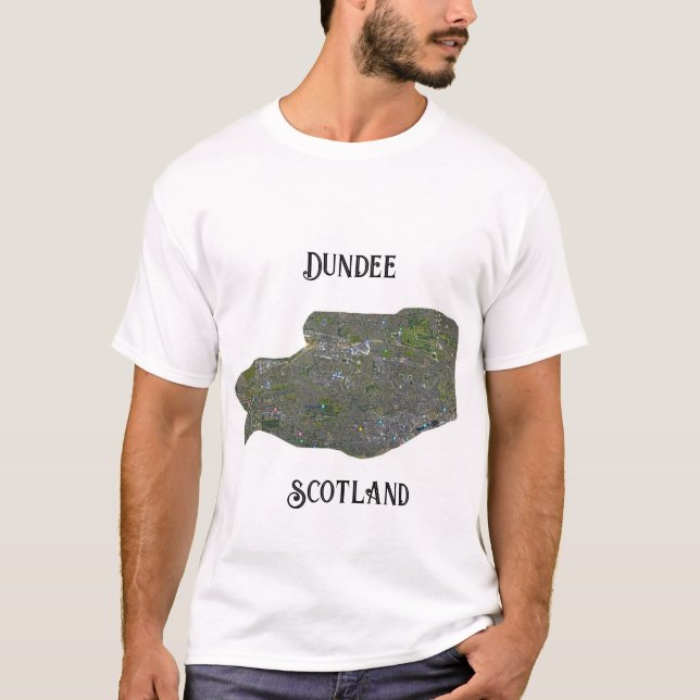 Retro Dundee Scotland Map Gift T Shirt (Front)