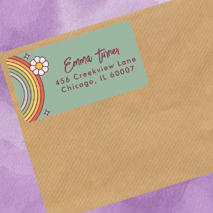 Retro Dusty Blue Modern Script Address Label