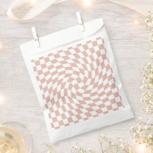 Retro Dusty Rose Sand Pink Checks Chequered Favour Bag