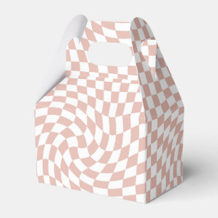 Retro Dusty Rose Sand Pink Checks Chequered    Favour Box