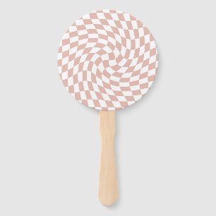 Retro Dusty Rose Sand Pink Chequered Wedding Hand Fan