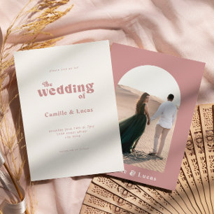 Retro Dusty Rose Wedding Party Invitation