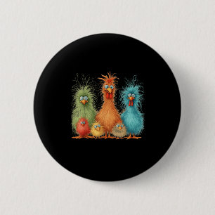 Retro Eagerlys Colourful Funny Chicken Art, For Me 6 Cm Round Badge