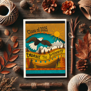 Retro Eagle Soaring Graduation Inspirational Quote Card