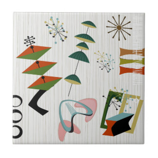 Retro Eames-Era Atomic Inspired Ceramic Tile