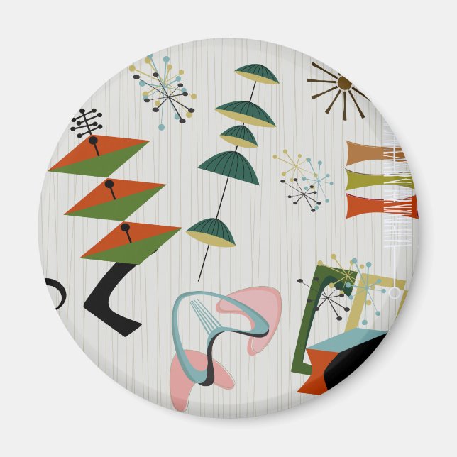 Retro Eames-Era Atomic Inspired Magnet (Front)