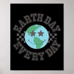 Retro Earth Day Every Day Smile Face Earth Day Apr Poster