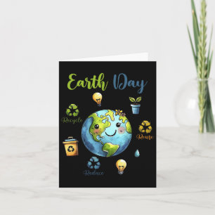 Retro Earth Day Reduce Reuse Recycle  Card