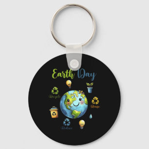 Retro Earth Day Reduce Reuse Recycle Key Ring