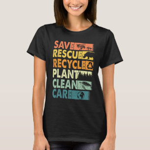 Retro Earth Day Save Bees Rescue Animals Recycle P T-Shirt