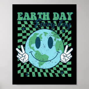 Retro Earth Day Save Planet Trendy Women Teacher K Poster
