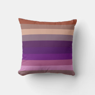Retro Earth & Plum Horizontal Stripe Pattern Cushion