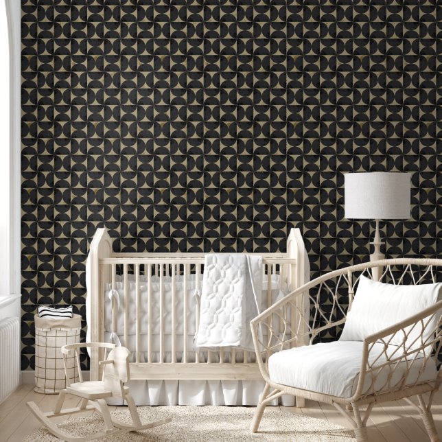 Retro Earth Tone Geometric Half-Moon Wallpaper (Kids)