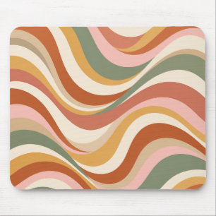 Retro Earth Tone Wavy Mouse Pad
