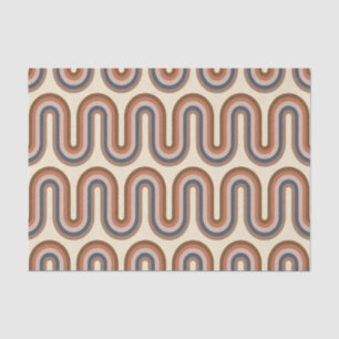 Retro Earthy Wavy Lines in Brown   Tissue Paper