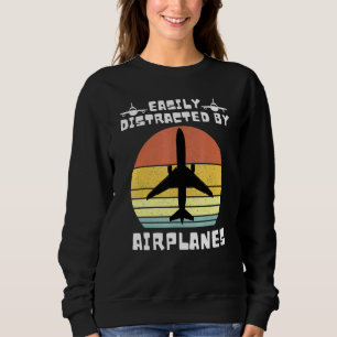 Retro Easily distracted by aeroplanes for Men Boys Sweatshirt