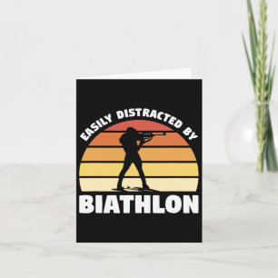 Retro Easily Distracted By Biathlon Biathlete  Card