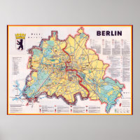 Retro East/West Berlin Map