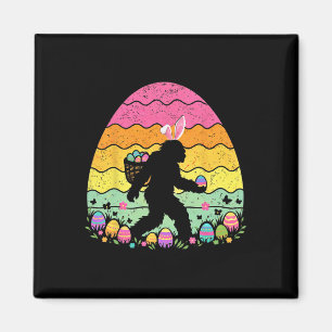 Retro Easter Bigfoot Sasquatch Bunny Egg Hunt Boys Magnet