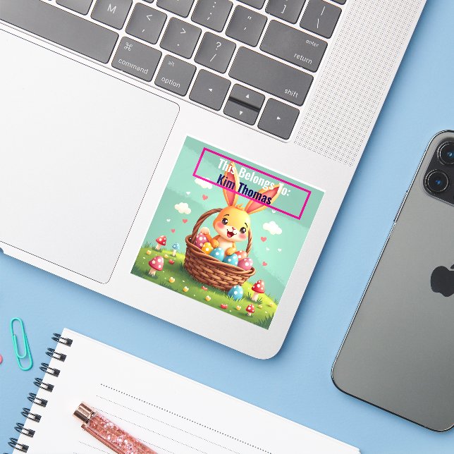 Retro Easter Bunny Basket Bliss (Laptop w/ iPhone)