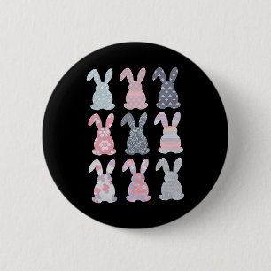 Retro Easter Bunny Happy Easter Day Coquette Bow G 6 Cm Round Badge
